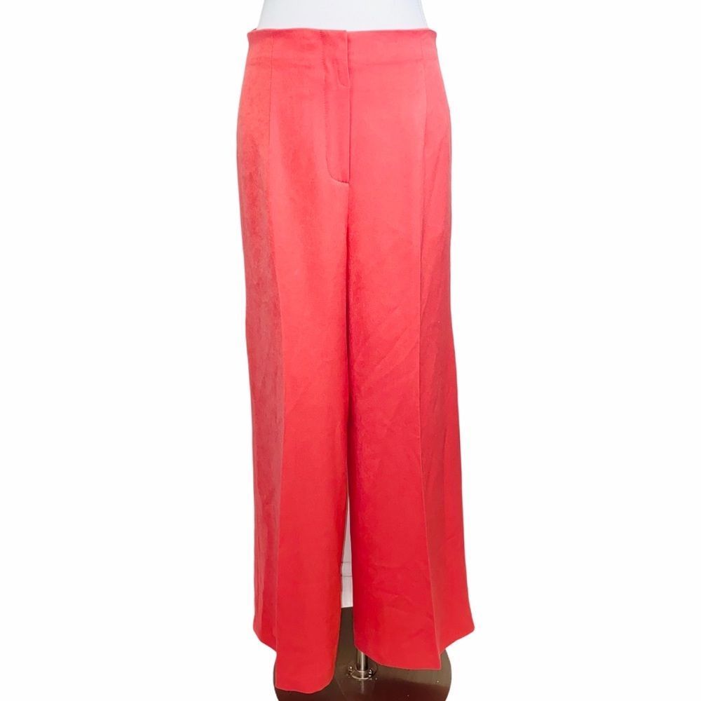 Women's L.K Bennett Orange Casual Wide Leg‎ Dress Trouser Pants Sz 8